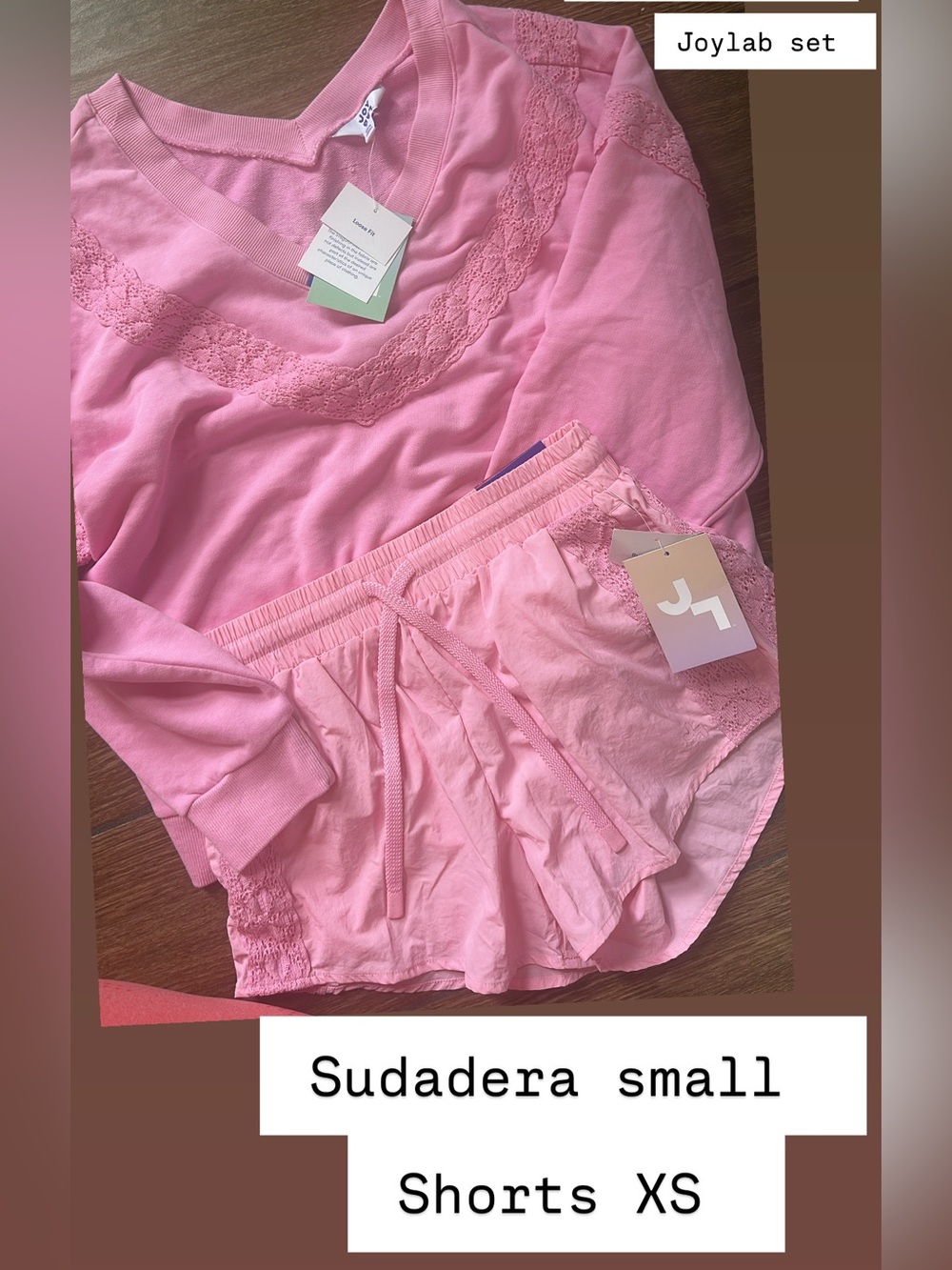JoyLab Pink V-Neck Sweatshirt & Drawstring Shorts Set